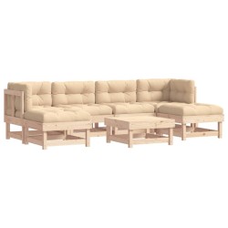 Salon de jardin 7 pcs avec coussins bois massif 570314570314