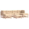 Salon de jardin 7 pcs avec coussins bois massif 570314570314