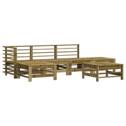 Salon de jardin 6 pcs avec coussins bois de pin imprégné 570315570315