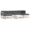 Salon de jardin 7 pcs avec coussins blanc bois massif 570316570316