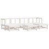 Salon de jardin 7 pcs avec coussins blanc bois massif 570316570316