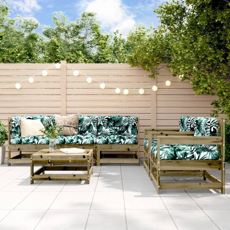 Salon de jardin 6 pcs avec coussins bois de pin imprégné 570317570317