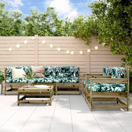 Salon de jardin 6 pcs avec coussins bois de pin imprégné 570317570317