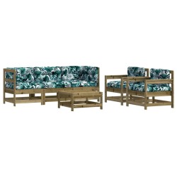 Salon de jardin 6 pcs avec coussins bois de pin imprégné 570317570317