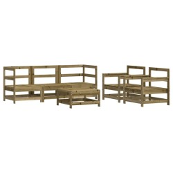 Salon de jardin 6 pcs avec coussins bois de pin imprégné 570317570317
