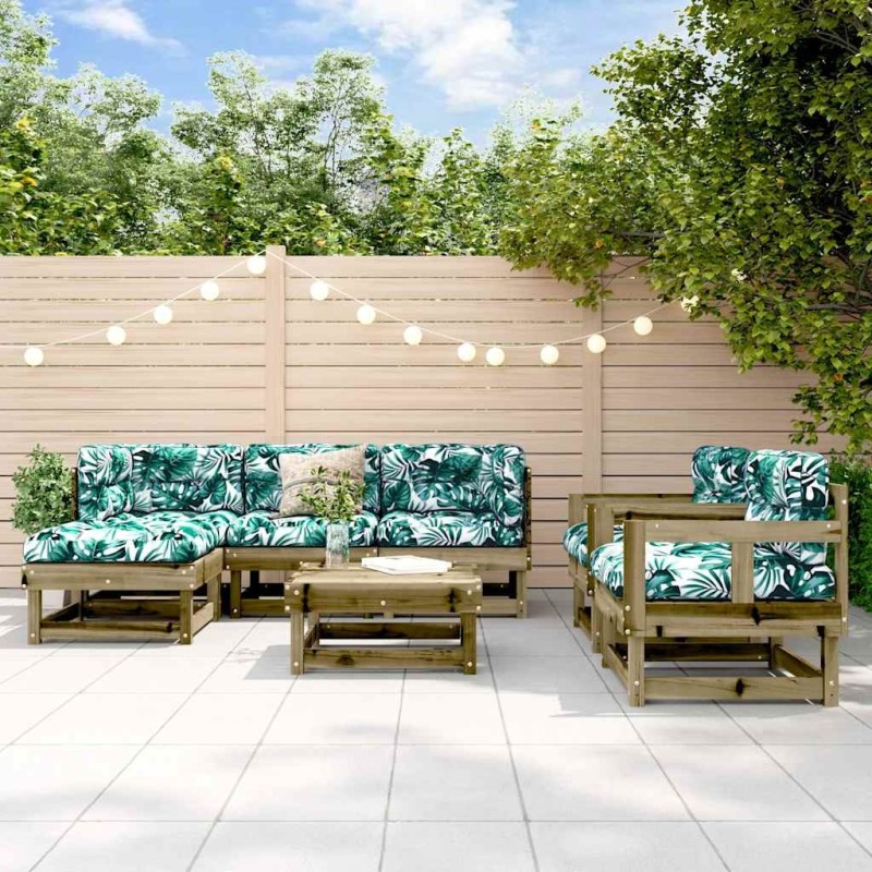 Salon de jardin 7 pcs avec coussins bois de pin imprégné 570325570325