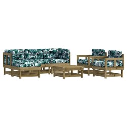 Salon de jardin 7 pcs avec coussins bois de pin imprégné 570325570325