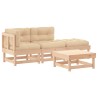 Salon de jardin 4 pcs avec coussins bois massif 570329570329