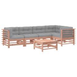 Salon de jardin 6 pcs avec coussins bois massif Douglas 570330570330