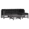 Salon de jardin 5 pcs avec coussins gris bois massif 570336570336