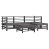 Salon de jardin 5 pcs avec coussins gris bois massif 570336570336