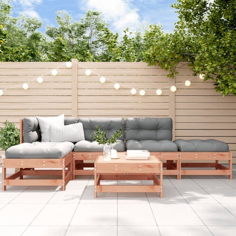 Salon de jardin 6 pcs avec coussins bois massif Douglas 570346570346