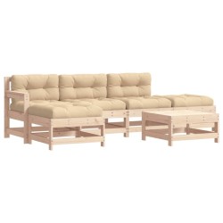 Salon de jardin 6 pcs avec coussins bois massif 570347570347