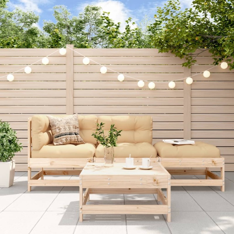 Salon de jardin 4 pcs avec coussins bois massif 570353570353
