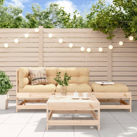 Salon de jardin 4 pcs avec coussins bois massif 570353570353