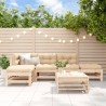 Salon de jardin 6 pcs avec coussins bois massif 570386570386