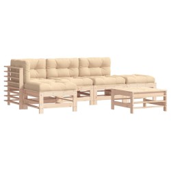 Salon de jardin 6 pcs avec coussins bois massif 570386570386