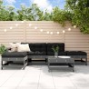 Salon de jardin 6 pcs avec coussins gris bois massif 570389570389