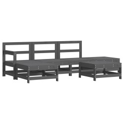 Salon de jardin 6 pcs avec coussins gris bois massif 570389570389
