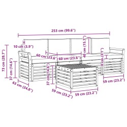 Ensemble de canapés d'extérieur 5 pcs Blanc et anthracite 580680580680