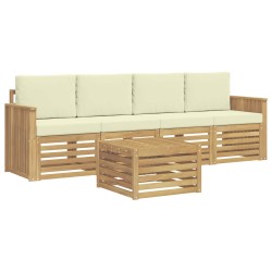 Ensemble de canapés d'extérieur 5 pcs Blanc et crème Polyester 580720580720