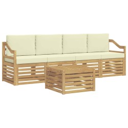 Ensemble de canapés d'extérieur 5 pcs Blanc et crème Polyester 580721580721