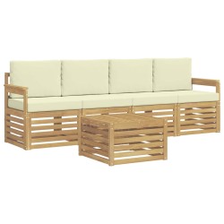 Ensemble de canapés d'extérieur 5 pcs Blanc et crème Polyester 580723580723