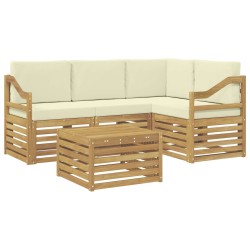 Ensemble de canapés d'extérieur 5 pcs Blanc et crème Polyester 580724580724