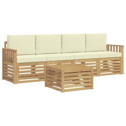 Ensemble de canapés d'extérieur 5 pcs Blanc et crème Polyester 580725580725