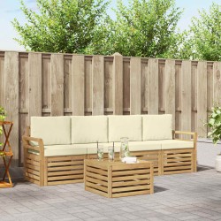 Ensemble de canapés d'extérieur 5 pcs Blanc et crème Polyester 580727580727