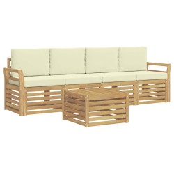 Ensemble de canapés d'extérieur 5 pcs Blanc et crème Polyester 580727580727
