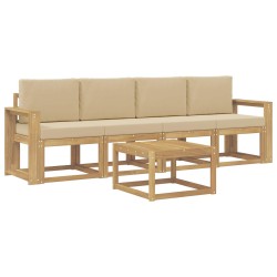 Ensemble de canapés d'extérieur 5 pcs Blanc et Beige 580732580732