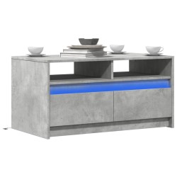 Table basse avec lumières LED gris béton bois d'ingénierie 580743580743