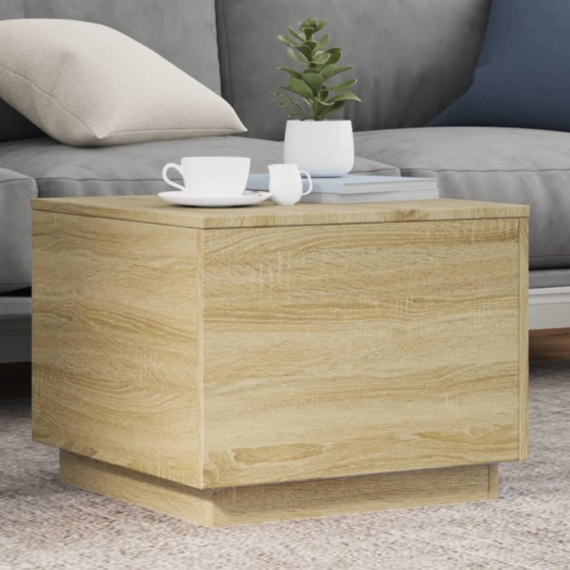 Table basse avec lumières LED chêne sonoma 50x50x40 cm 580744580744