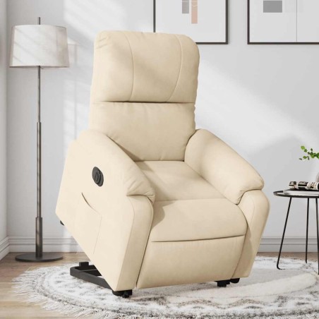 Fauteuil inclinable électrique crème tissu microfibre 580762580762