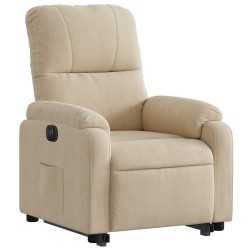 Fauteuil inclinable électrique crème tissu microfibre 580762580762