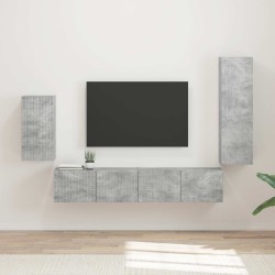 Ensemble meuble TV 4 pcs Gris béton Bois d'ingénierie 580776580776