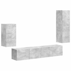 Ensemble meuble TV 4 pcs Gris béton Bois d'ingénierie 580776580776