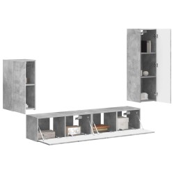 Ensemble meuble TV 4 pcs Gris béton Bois d'ingénierie 580776580776