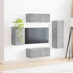 Ensemble meuble TV 4 pcs Gris béton Bois d'ingénierie 580776580776