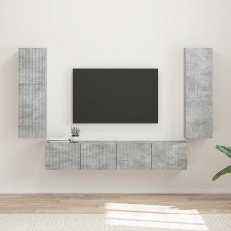 Ensemble meuble TV 4 pcs Gris béton Bois d'ingénierie 580777580777