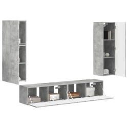 Ensemble meuble TV 4 pcs Gris béton Bois d'ingénierie 580777580777