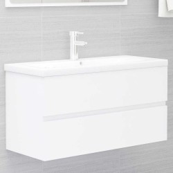 Armoire d'évier avec lavabo intégré blanc bois d'ingénierie 580785580785