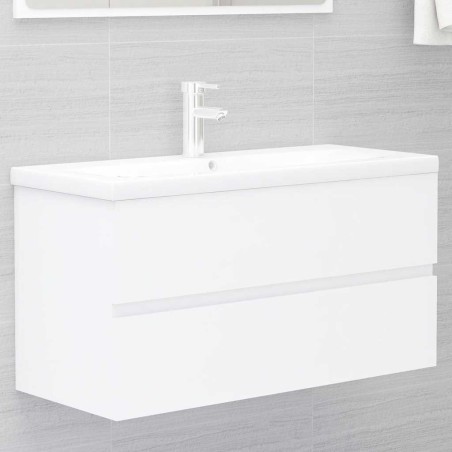 Armoire d'évier avec lavabo intégré blanc bois d'ingénierie 580785580785