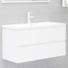 Armoire d'évier avec lavabo intégré blanc bois d'ingénierie 580785580785
