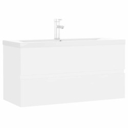 Armoire d'évier avec lavabo intégré blanc bois d'ingénierie 580785580785
