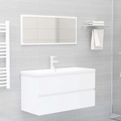 Armoire d'évier avec lavabo intégré blanc bois d'ingénierie 580785580785