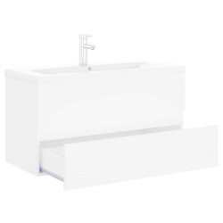 Armoire d'évier avec lavabo intégré blanc bois d'ingénierie 580785580785