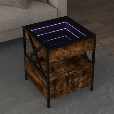 Table basse avec LED Infinity chêne fumé 40x40x51 cm 580792580792
