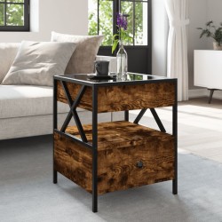 Table basse avec LED Infinity chêne fumé 40x40x51 cm 580792580792